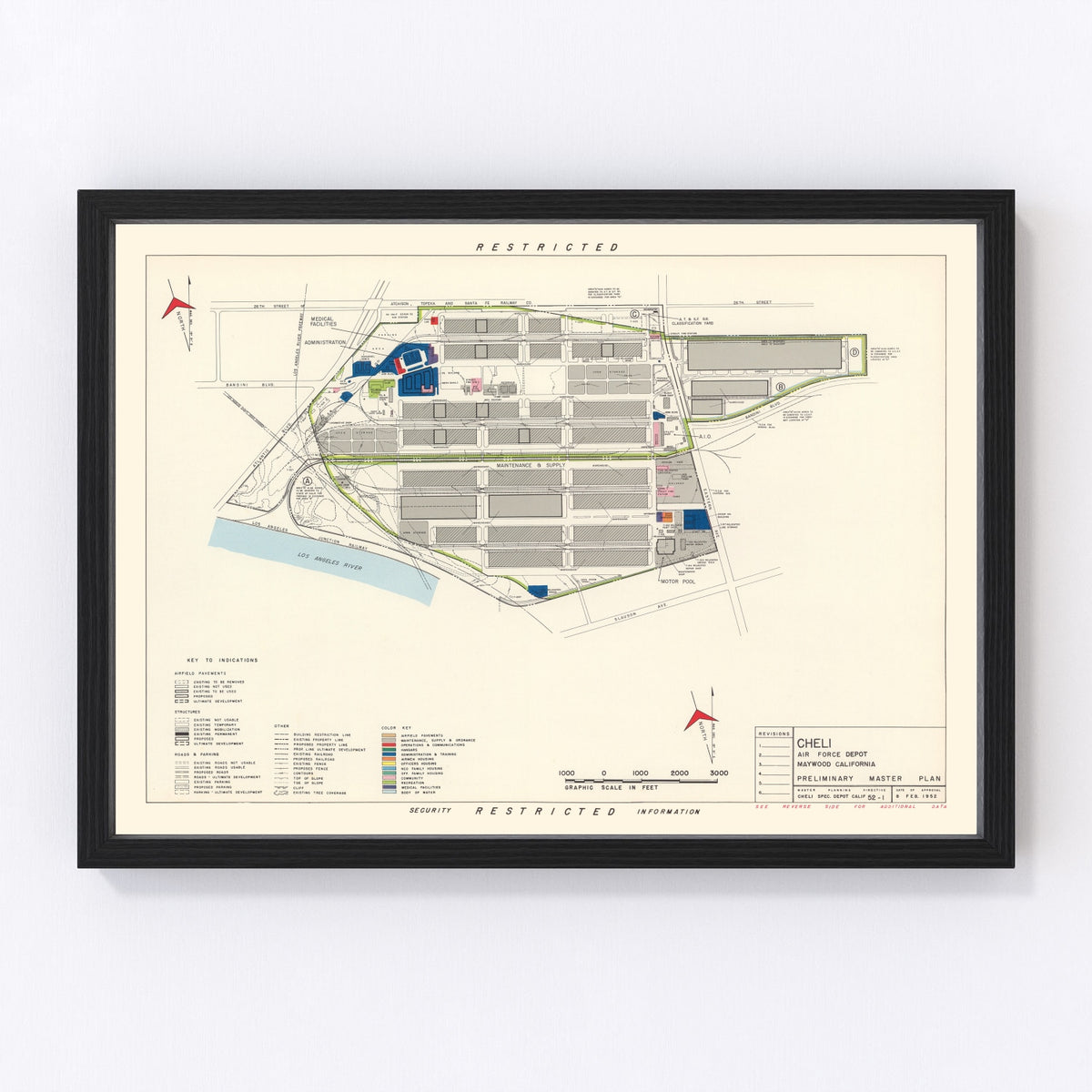 Cheli Air Force Depot Vintage Map 1952
