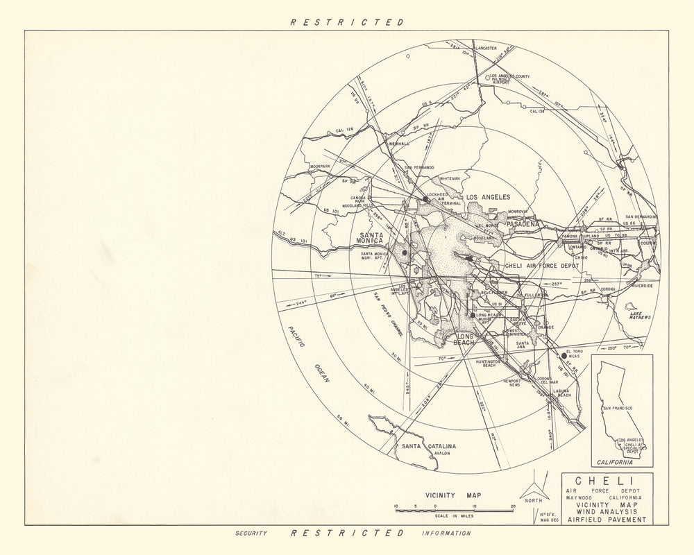 Vintage Map of the Cheli Air Force Depot Vicinity, 1952 print style example