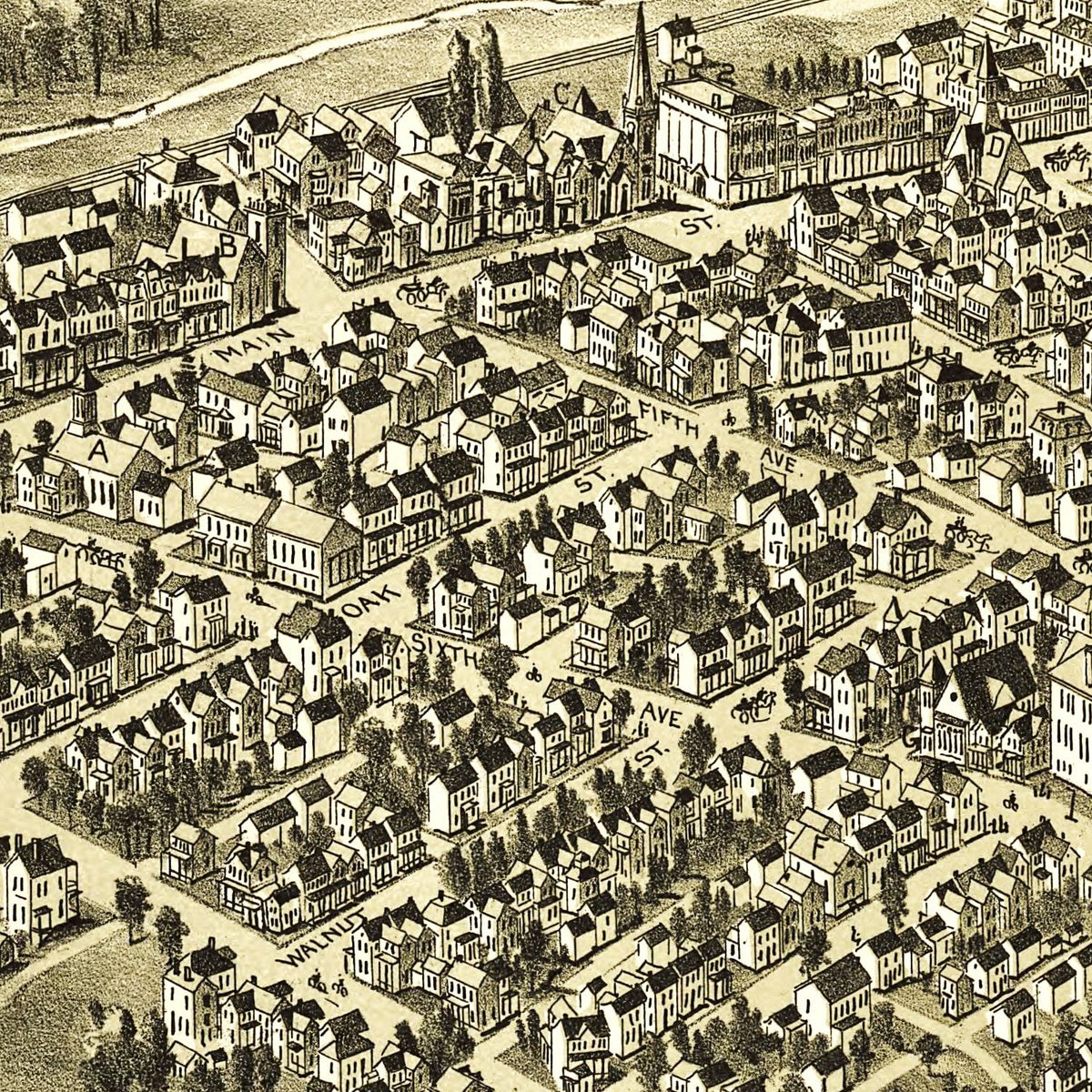 Restored historic details from the 1897 city map of Irwin, Pennsylvania