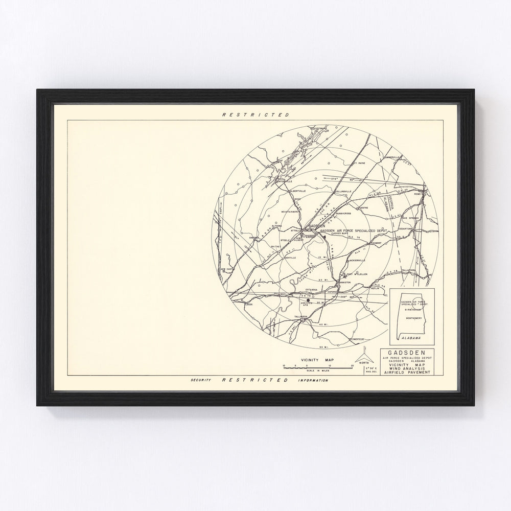 Gadsden Specialized Air Force Depot Vicinity Vintage Map 1952