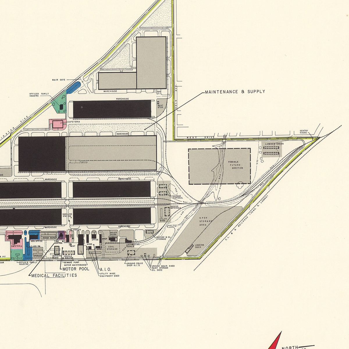 Restored historic details from the 1952 airfield map of Dayton, Ohio