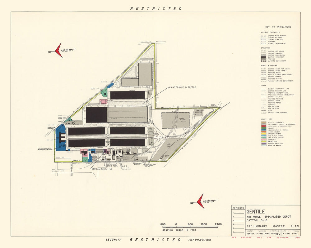 Vintage Map of Gentile Specialized Air Force Depot, 1952 print style example