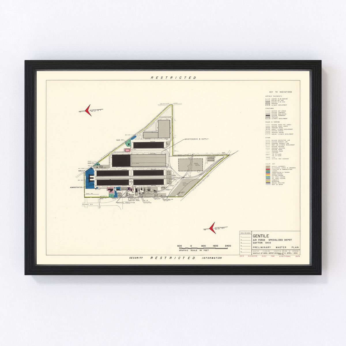 Gentile Specialized Air Force Depot Vintage Map 1952