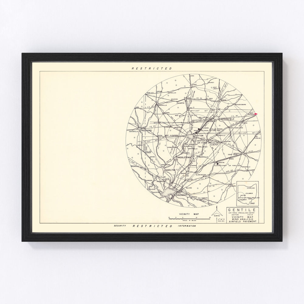 Gentile Specialized Air Force Depot Vicinity Vintage Map 1952