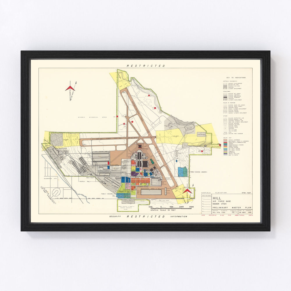 Hill Air Force Base Vintage Map 1952