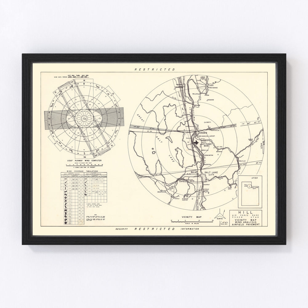 Hill Air Force Base Vicinity Vintage Map 1952