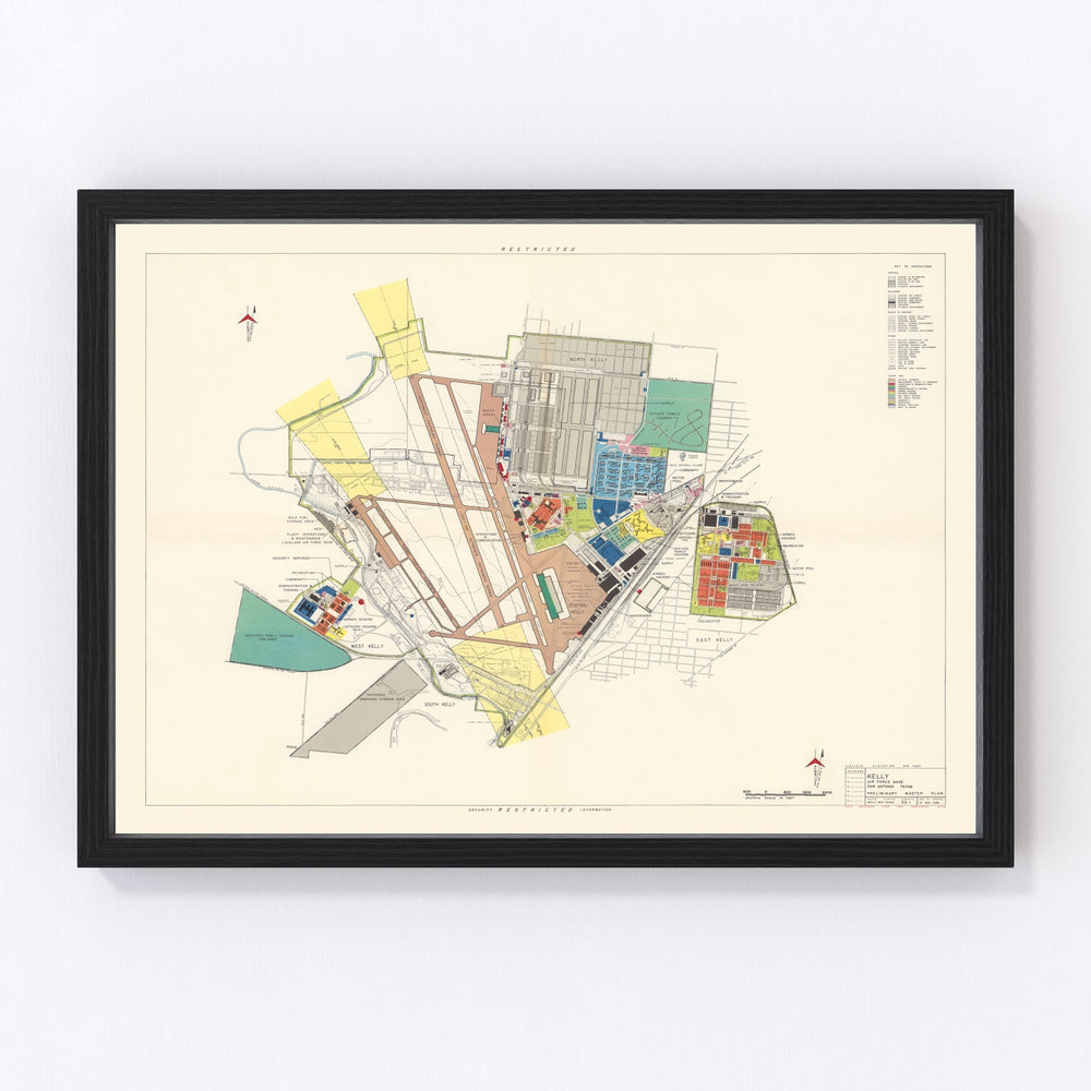 Kelly Air Force Base Vintage Map 1952