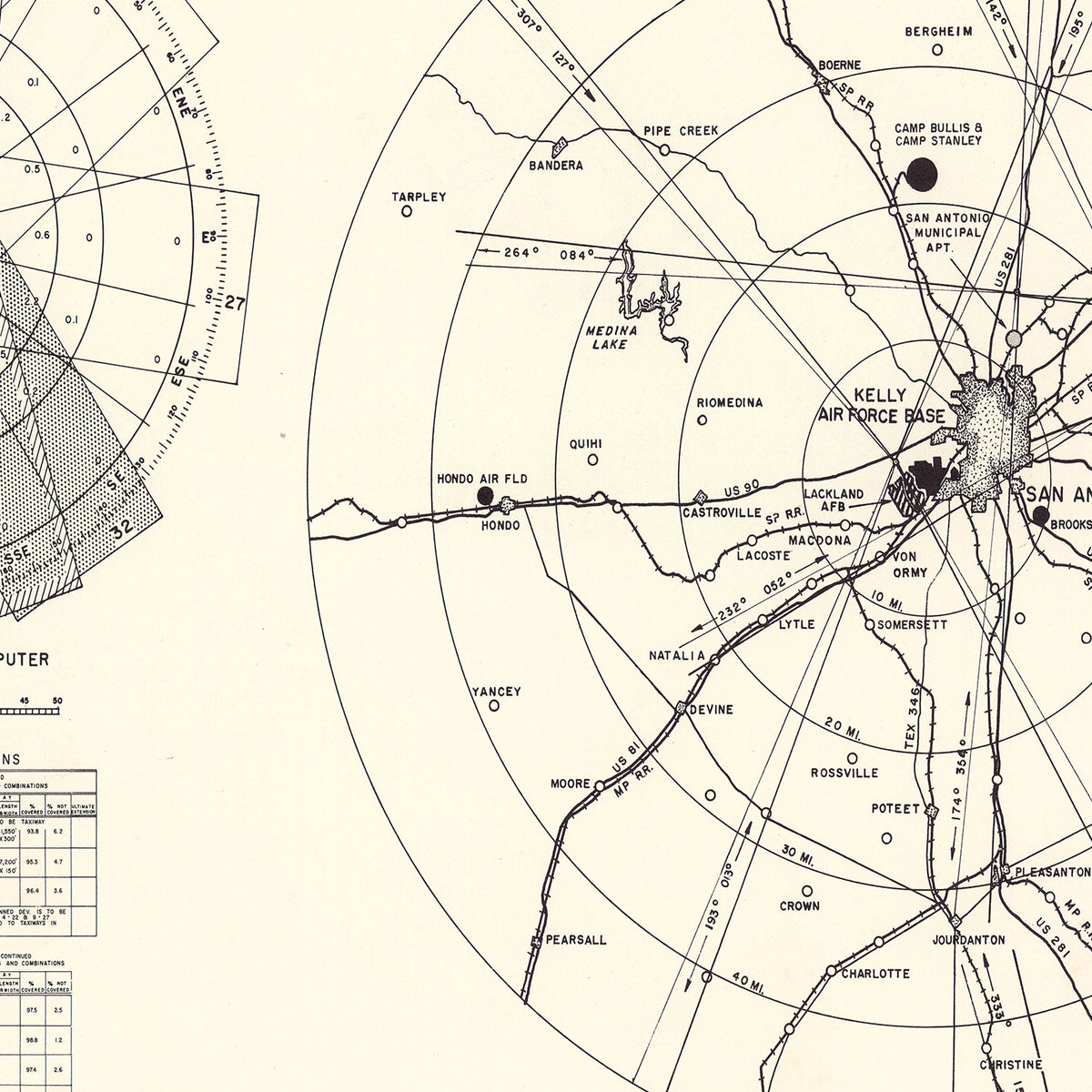 Restored historic details from the 1952 airfield map of San Antonio, Texas