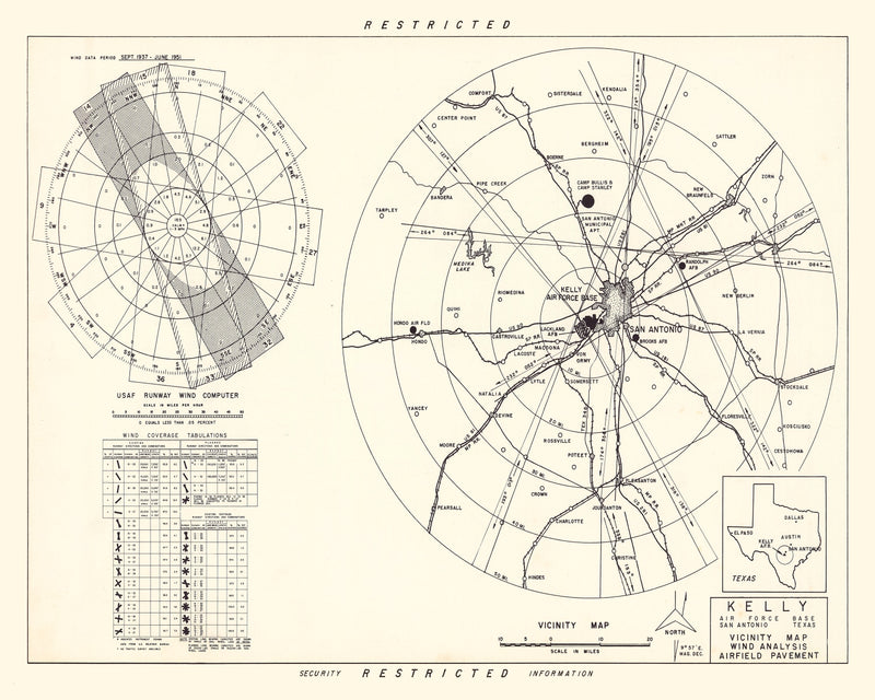 Size comparison using Vintage Map of the Kelly Air Force Base Vicinity, 1952