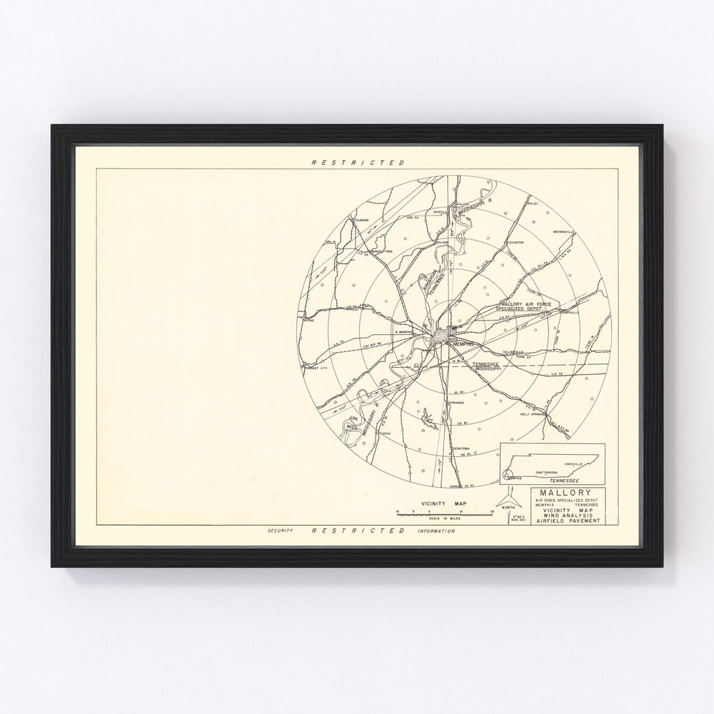Mallory Specialized Air Force Depot Vicinity Vintage Map 1952