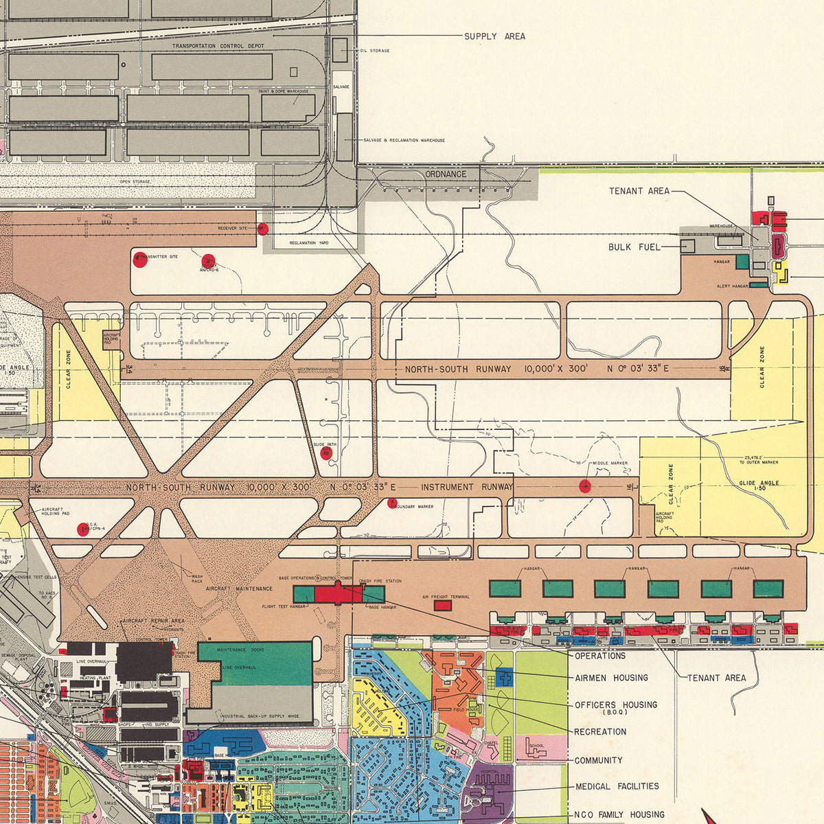 Restored historic details from the 1952 airfield map of McClellan, California