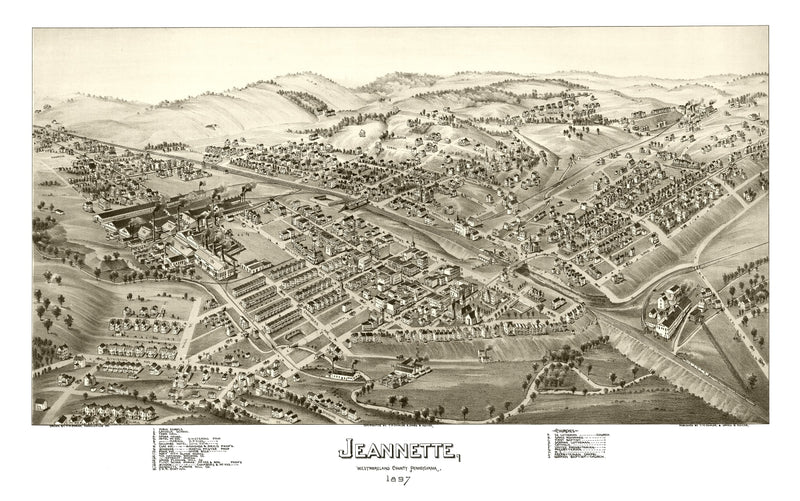 Size comparison using Vintage Map of Jeannette, Pennsylvania 1897