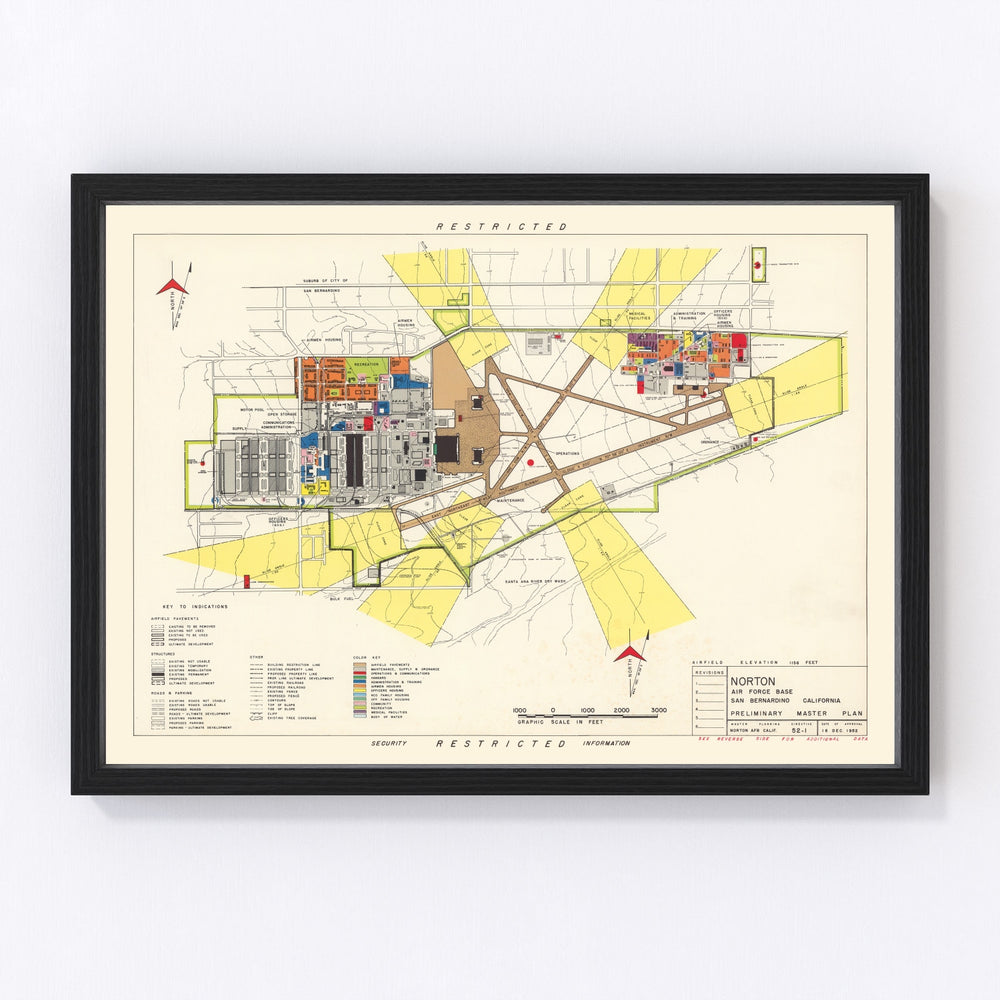 Norton Air Force Base Vintage Map 1952