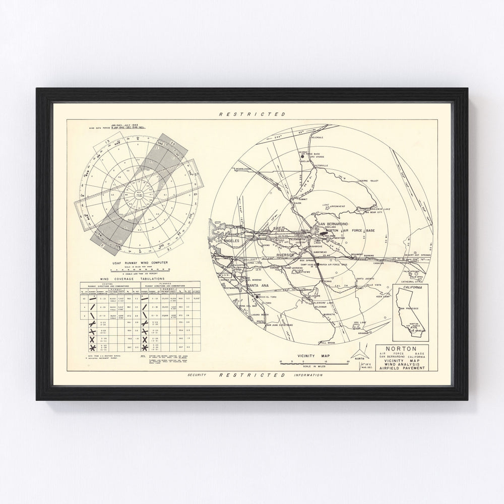 Norton Air Force Base Vicinity Vintage Map 1952