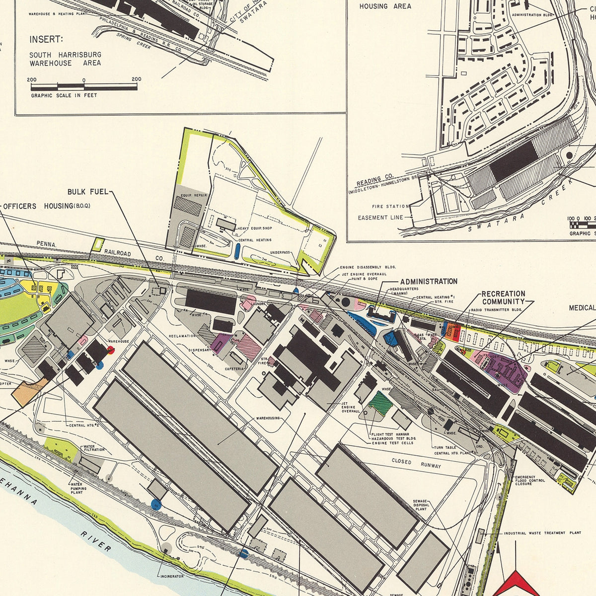 Restored historic details from the 1951 airfield map of Middletown, Pennsylvania