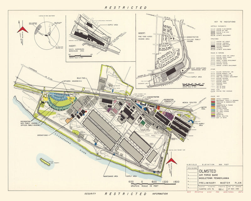 Size comparison using Vintage Map of Olmsted Air Force Base, 1951