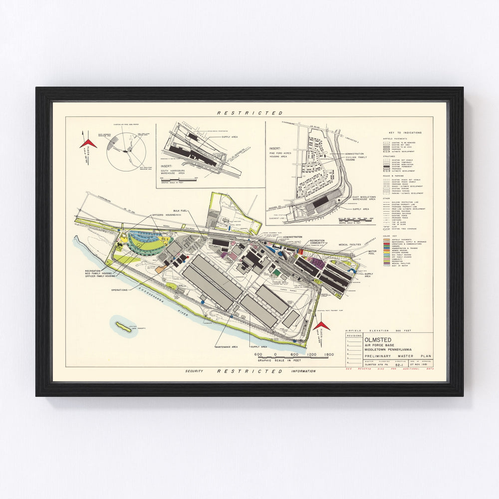 Olmsted Air Force Base Vintage Map 1951