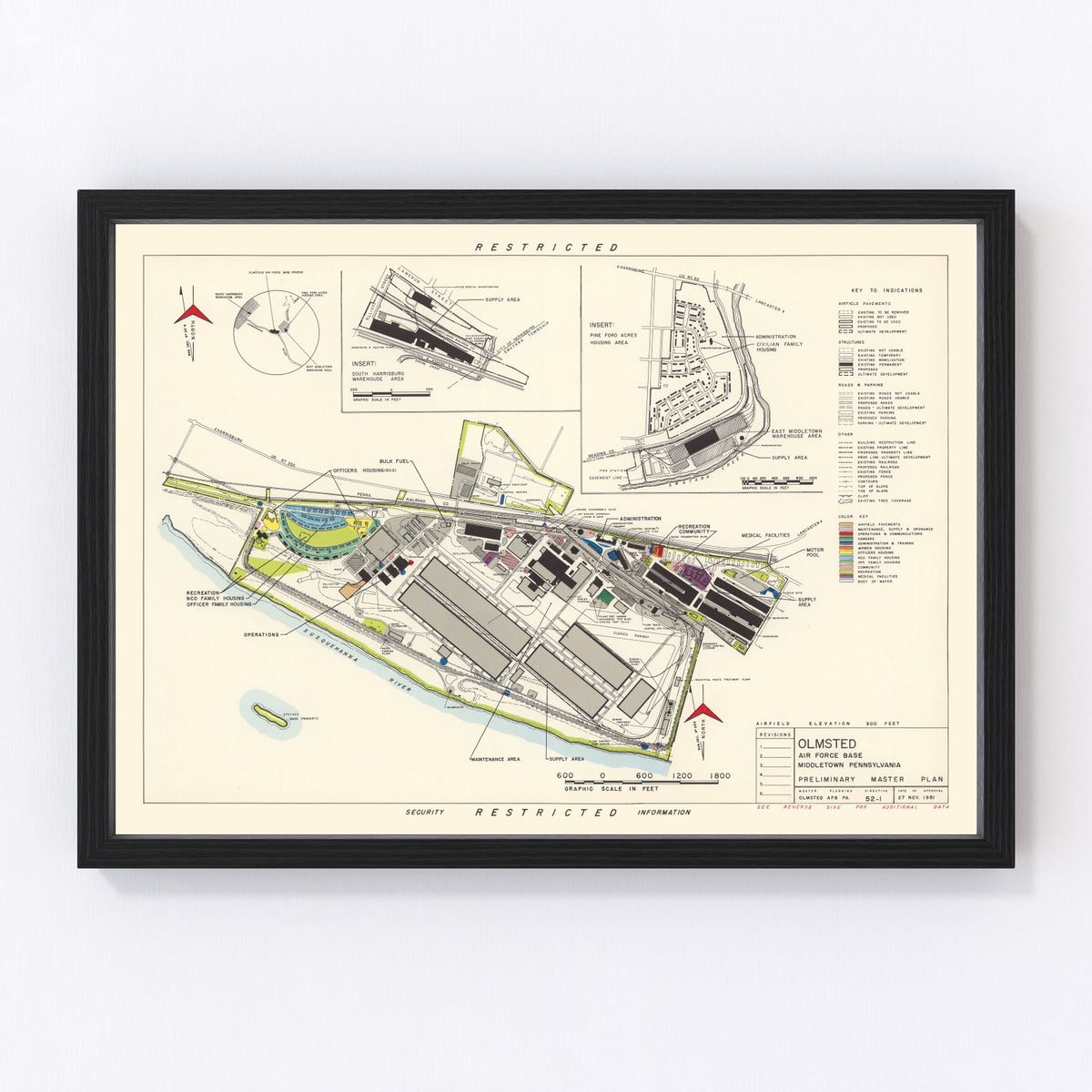 Olmsted Air Force Base Vintage Map 1951