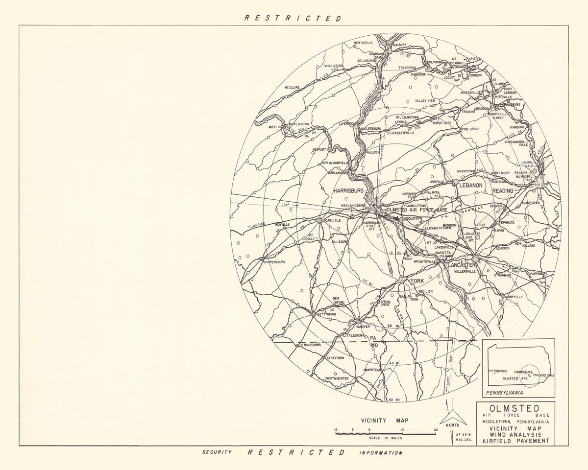 Preview of Vintage Map of the Olmsted Air Force Base Vicinity, 1951