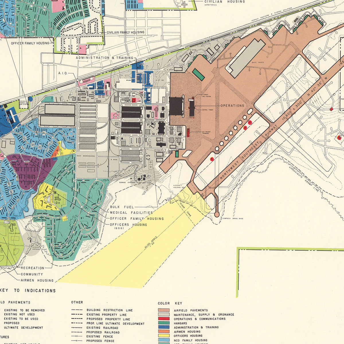 Restored historic details from the 1952 airfield map of Warner Robins, Georgia