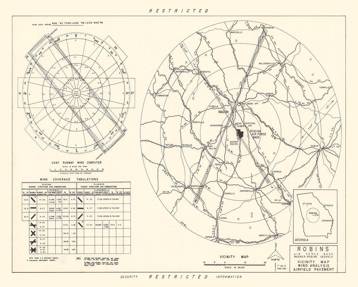 Preview of Vintage Map of the Robins Air Force Base Vicinity, 1952