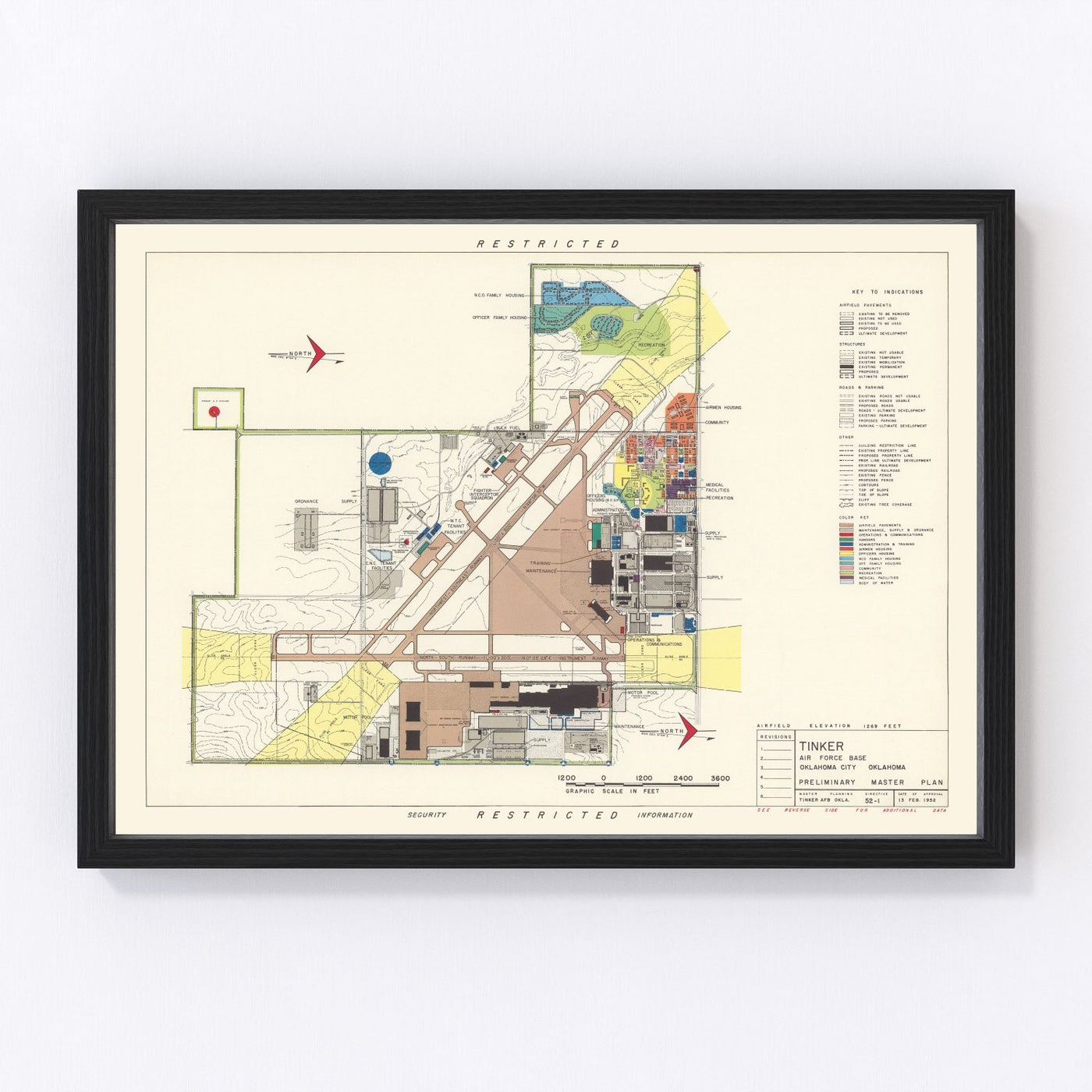 Tinker Air Force Base Vintage Map 1952