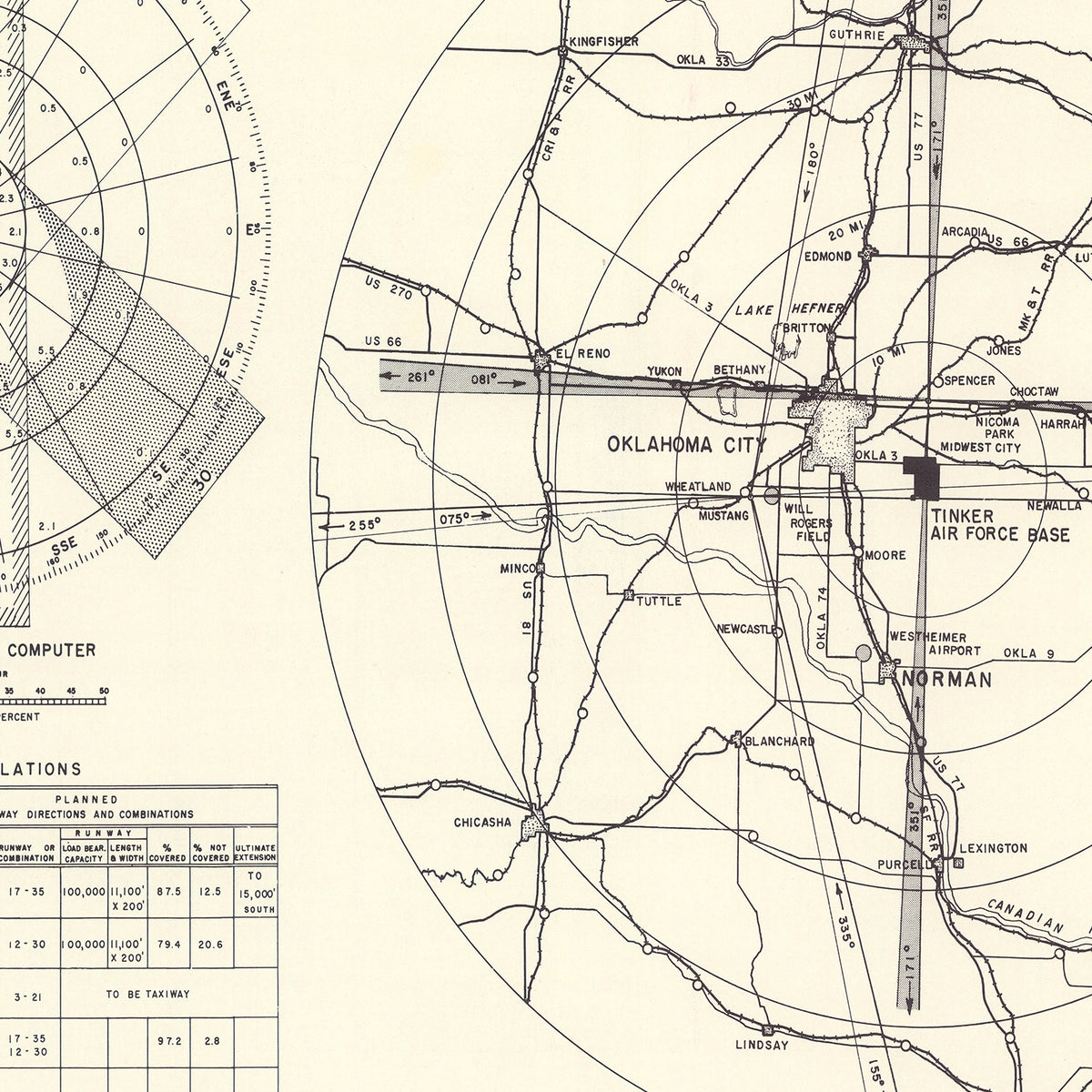 Restored historic details from the 1952 airfield map of Oklahoma City, Oklahoma