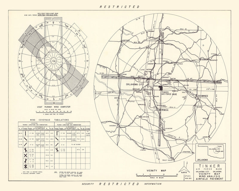 Size comparison using Vintage Map of the Tinker Air Force Base Vicinity, 1952