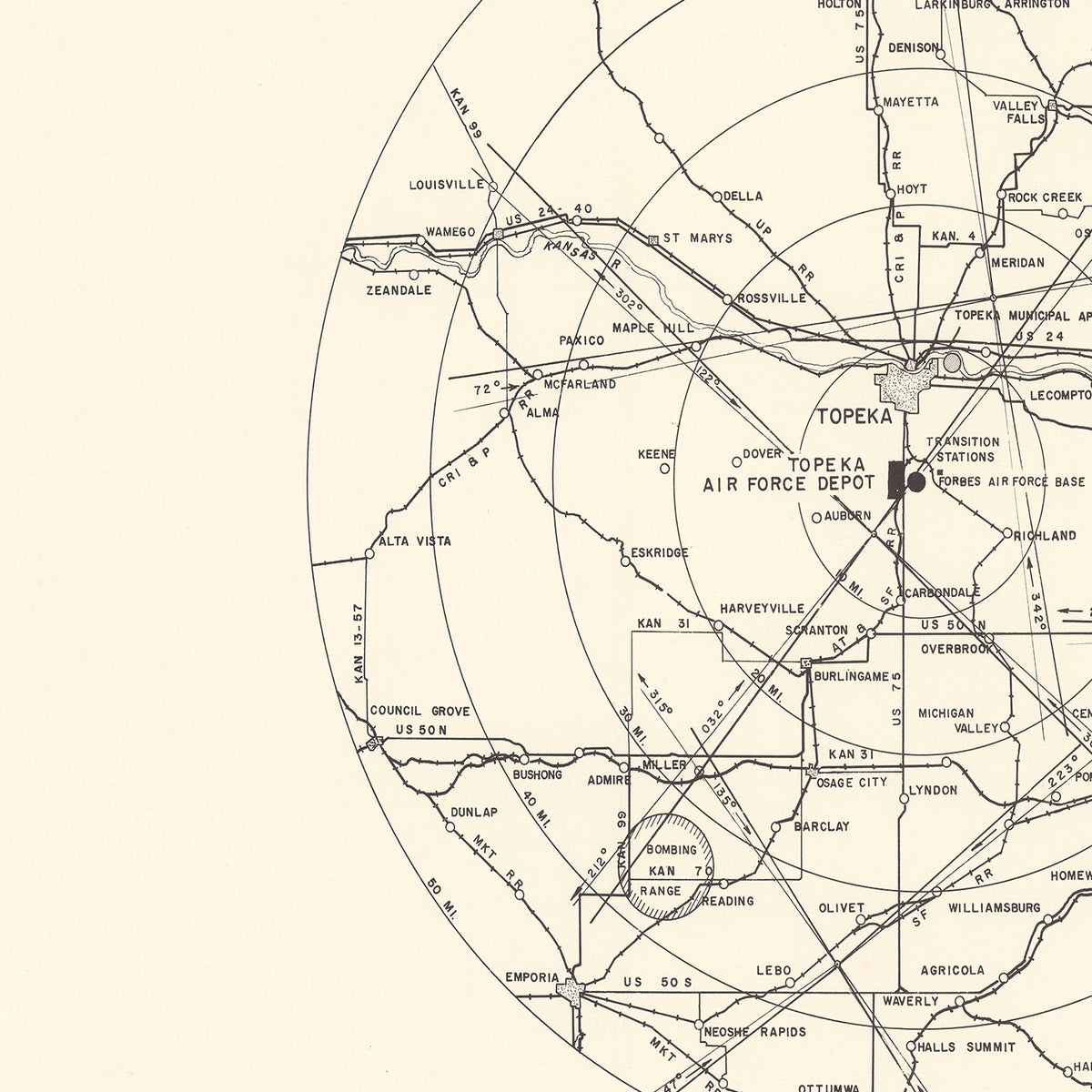 Restored historic details from the 1951 airfield map of Topeka, Kansas