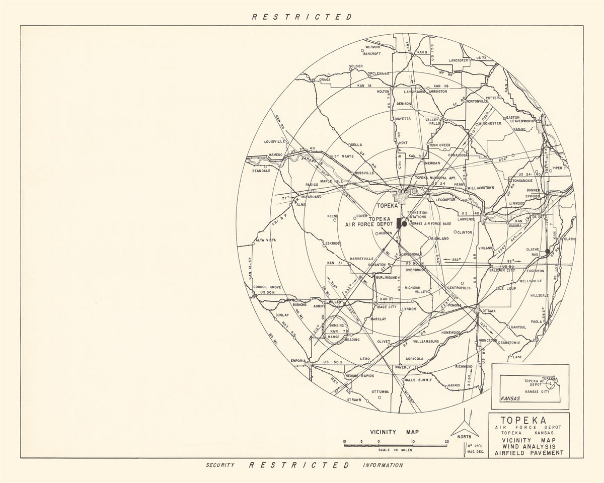 Preview of Vintage Map of the Topeka Air Force Depot Vicinity, 1951