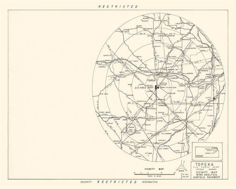 Size comparison using Vintage Map of the Topeka Air Force Depot Vicinity, 1951