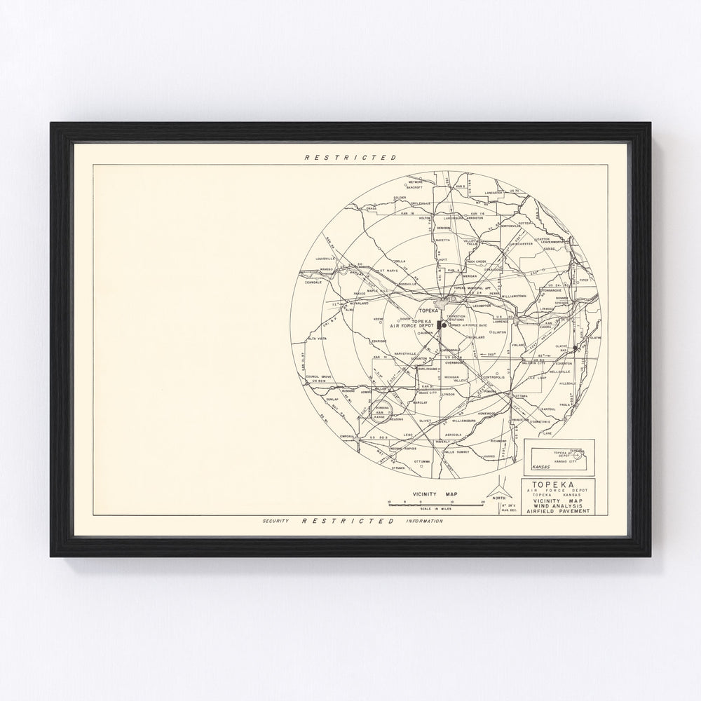 Topeka Air Force Depot Vicinity Vintage Map 1951