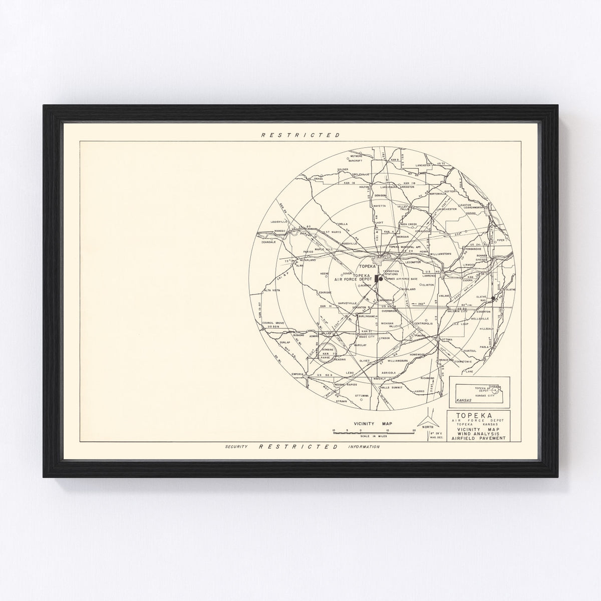 Topeka Air Force Depot Vicinity Vintage Map 1951