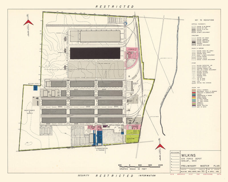Size comparison using Vintage Map of Wilkins Air Force Depot, 1952