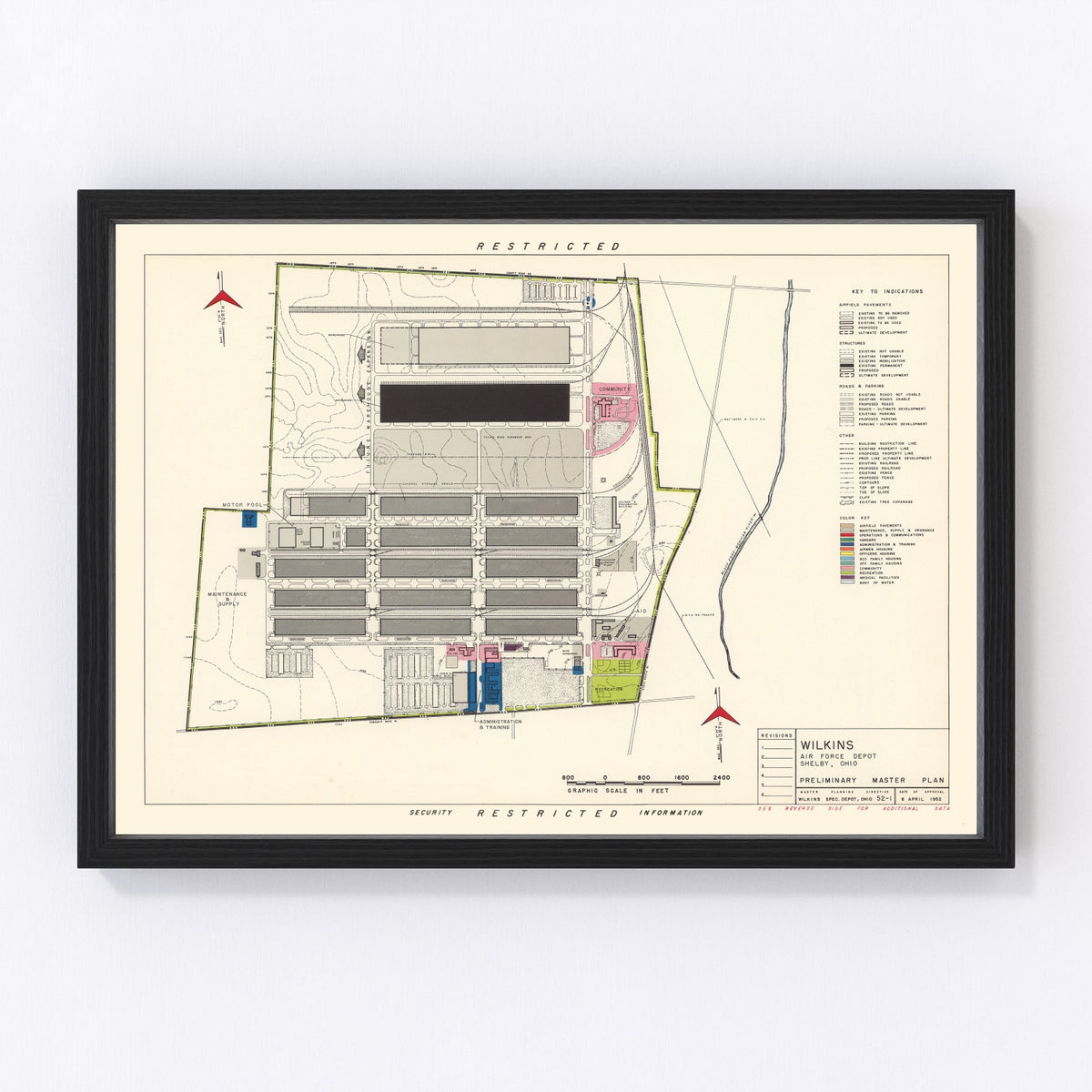 Wilkins Air Force Depot Vintage Map 1952
