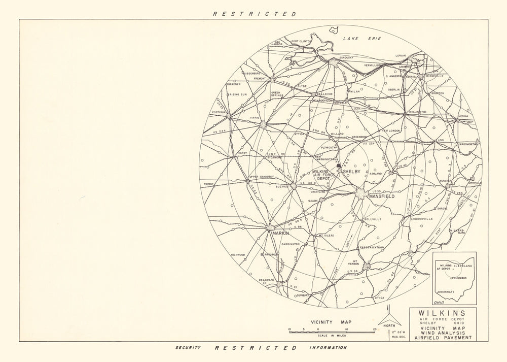 Vintage Map of the Wilkins Air Force Depot Vicinity, 1952 print style example