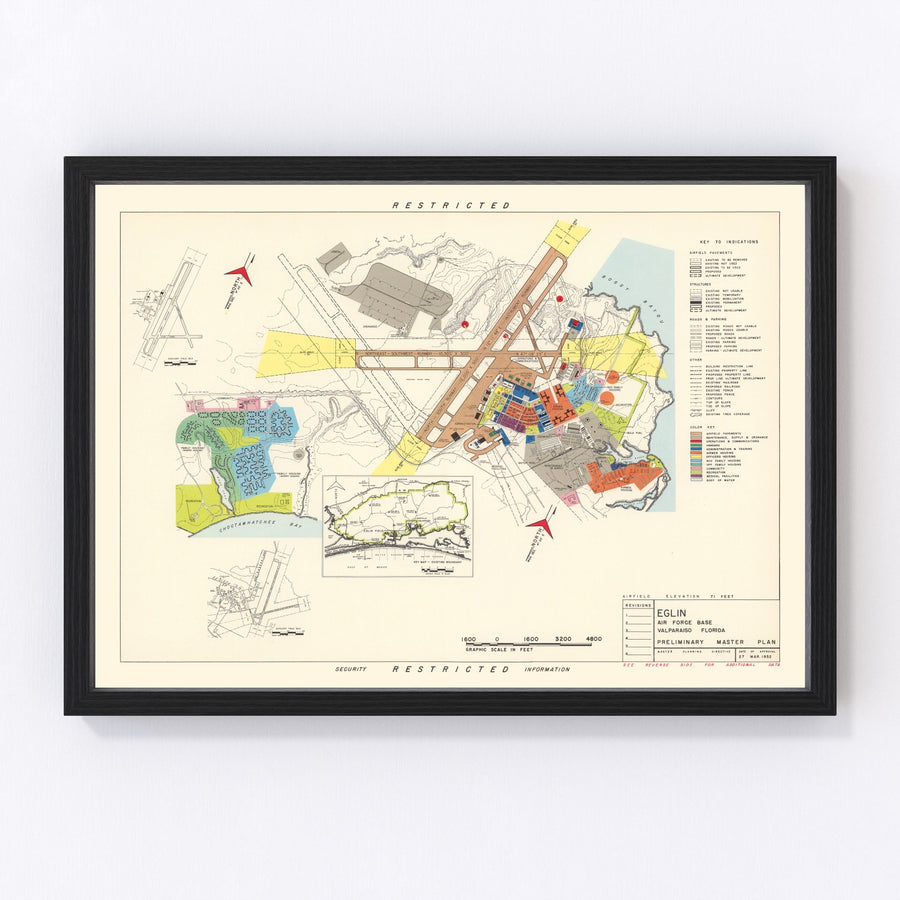 Eglin Air Force Base Vintage Map 1952