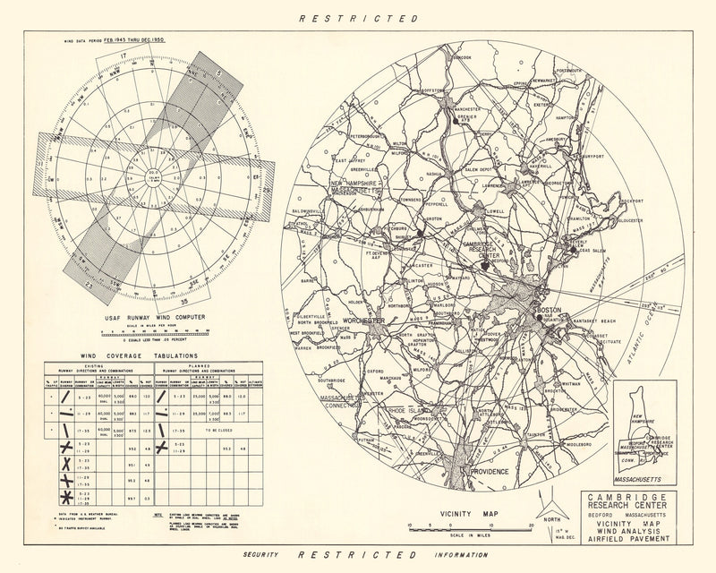 Size comparison using Vintage Map of the Cambridge Research Center Vicinity, 1952