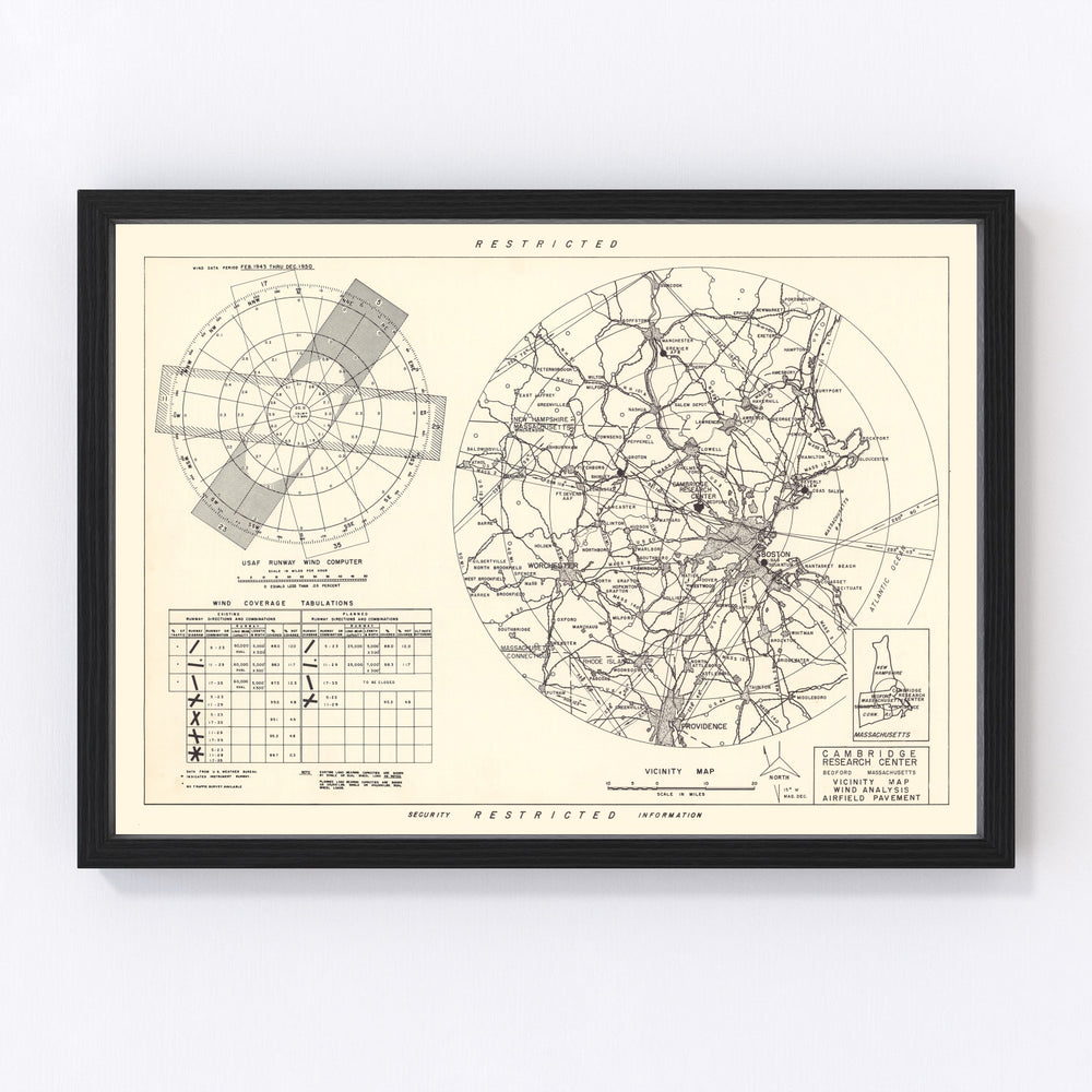Cambridge Research Center Vicinity Vintage Map 1952