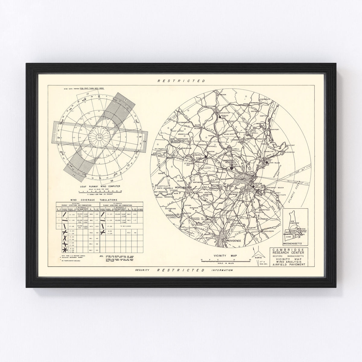 Cambridge Research Center Vicinity Vintage Map 1952