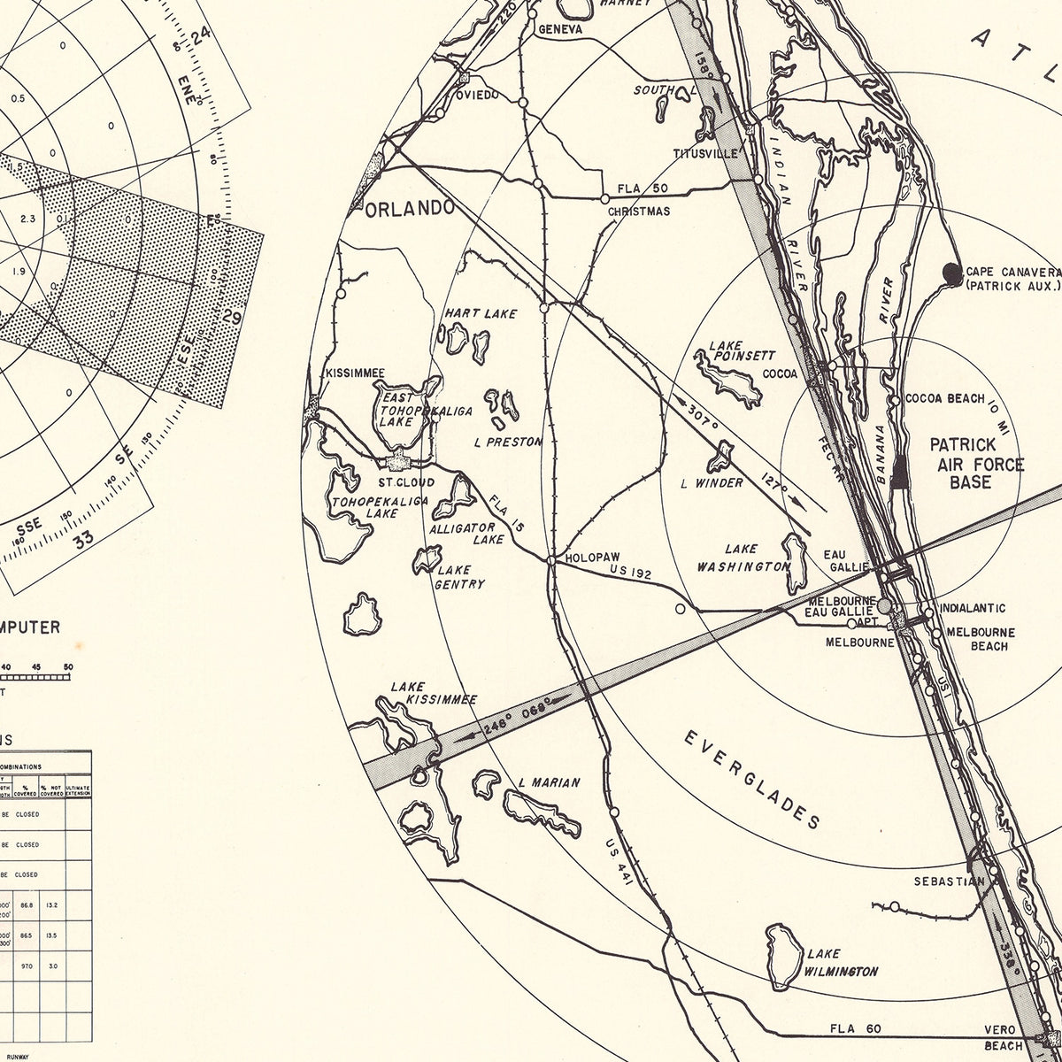 Restored historic details from the 1952 airfield map of Cocoa, Florida