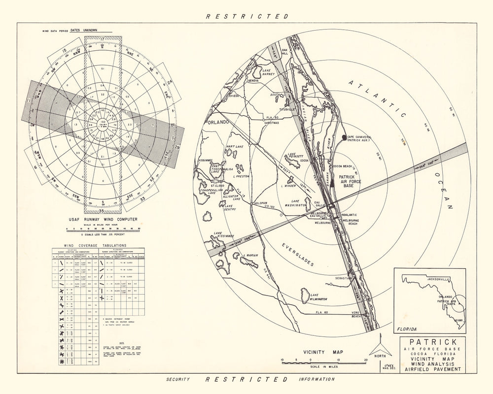 Vintage Map of the Patrick Air Force Base Vicinity, 1952 print style example
