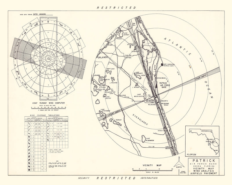 Size comparison using Vintage Map of the Patrick Air Force Base Vicinity, 1952