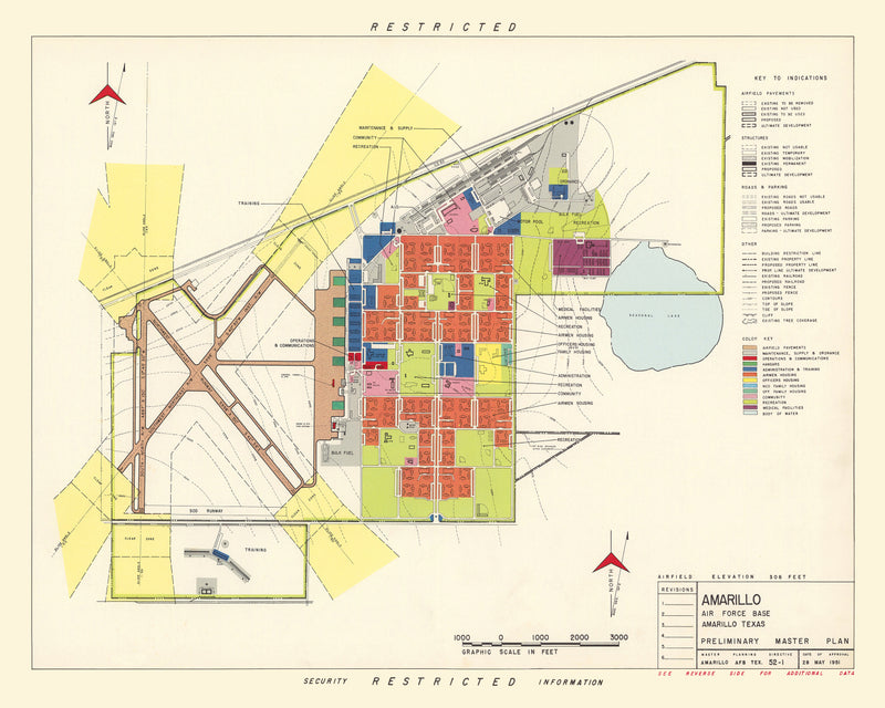 Size comparison using Vintage Map of Amarillo Air Force Base, 1952