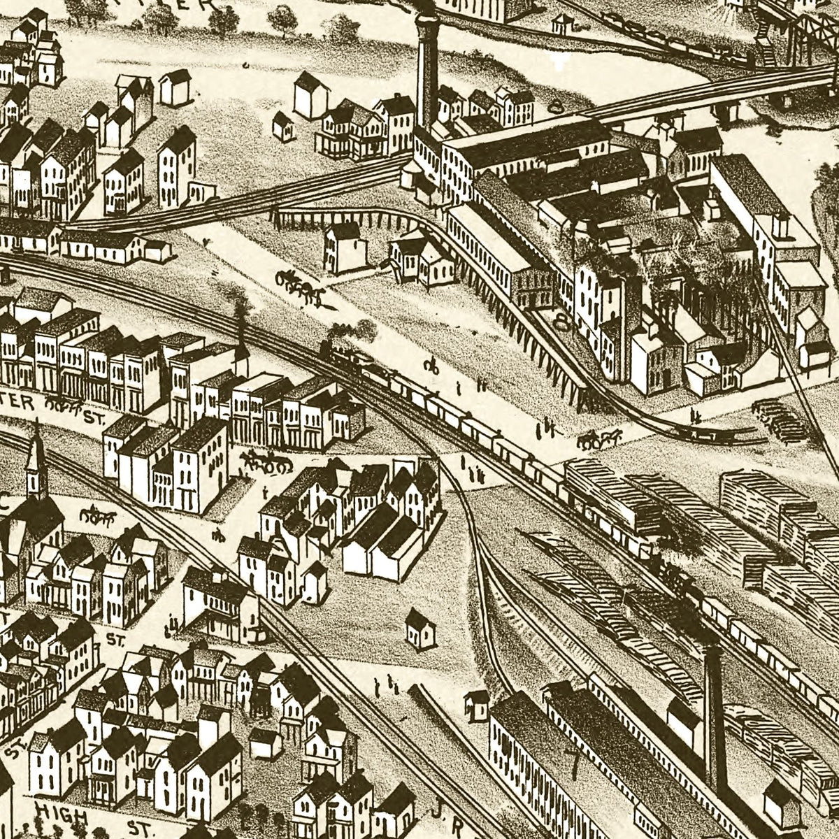 Restored historic details from the 1895 city map of Johnsonburg, Pennsylvania
