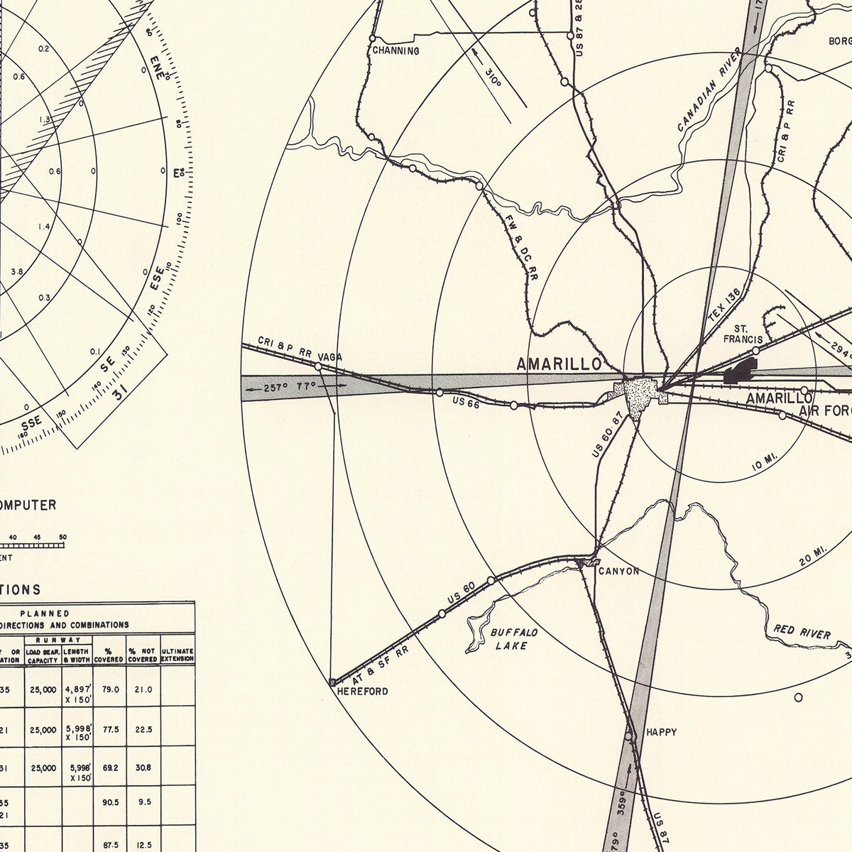 Restored historic details from the 1952 airfield map of Amarillo, Texas