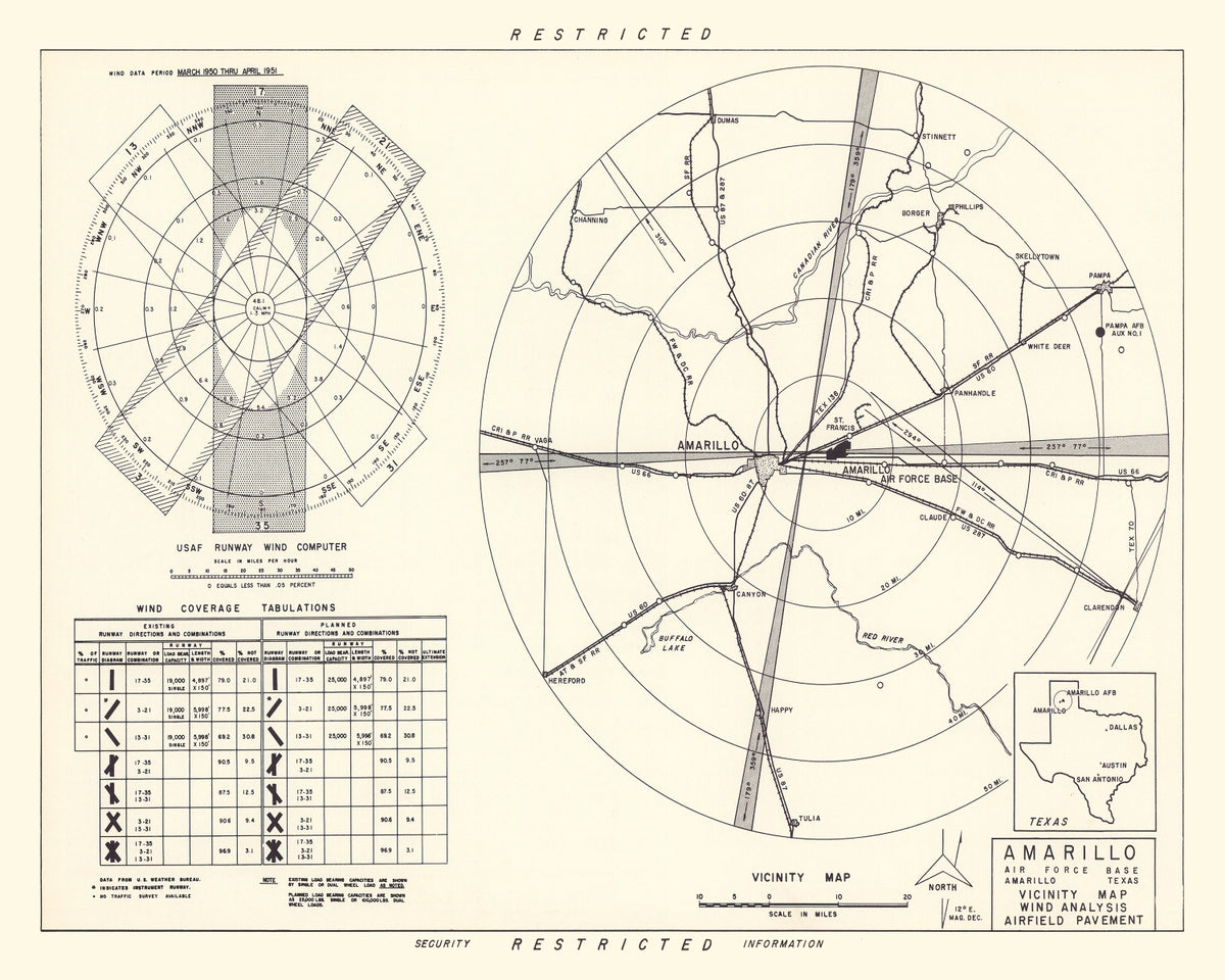 Preview of Vintage Map of the Amarillo Air Force Base Vicinity, 1952