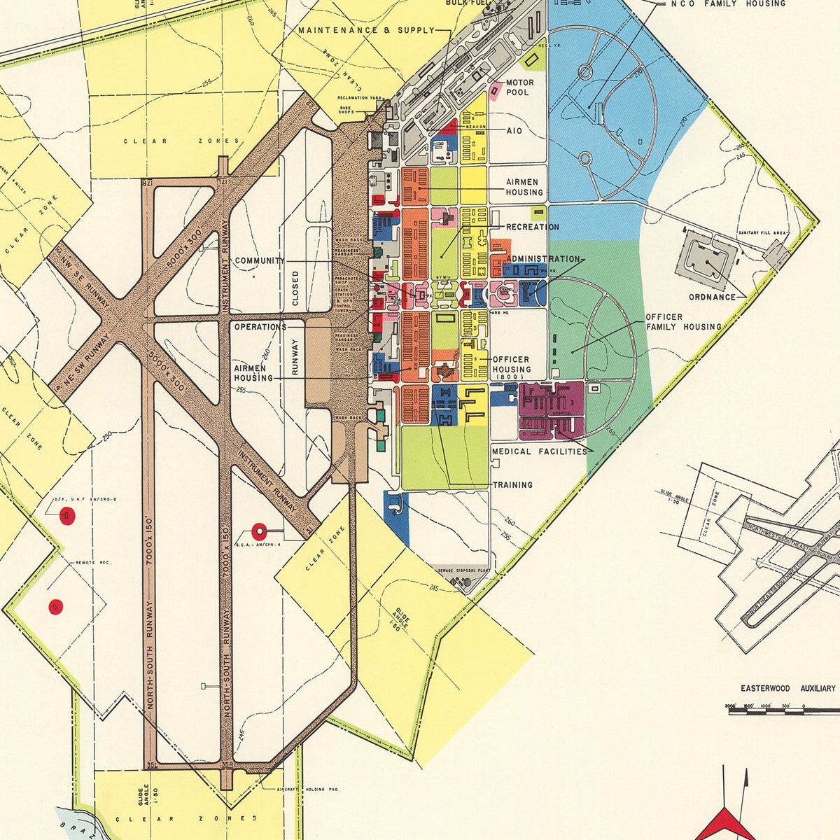 Restored historic details from the 1951 airfield map of Bryan, Texas