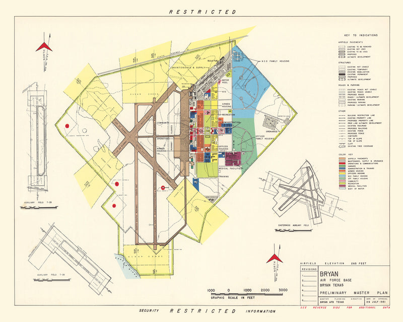 Size comparison using Vintage Map of Bryan Air Force Base, 1951