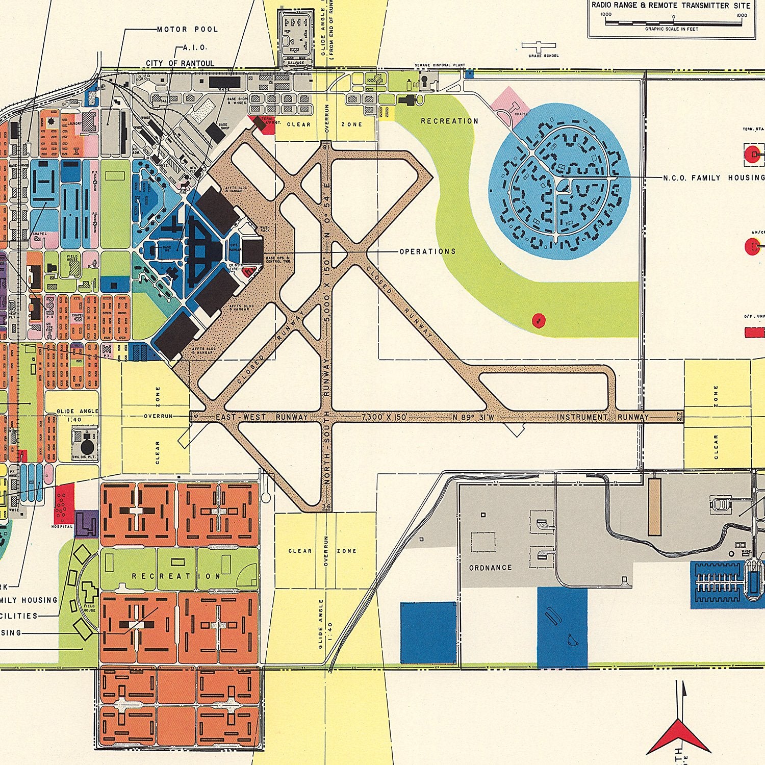 Restored historic details from the 1951 airfield map of Rantoul, Illinois